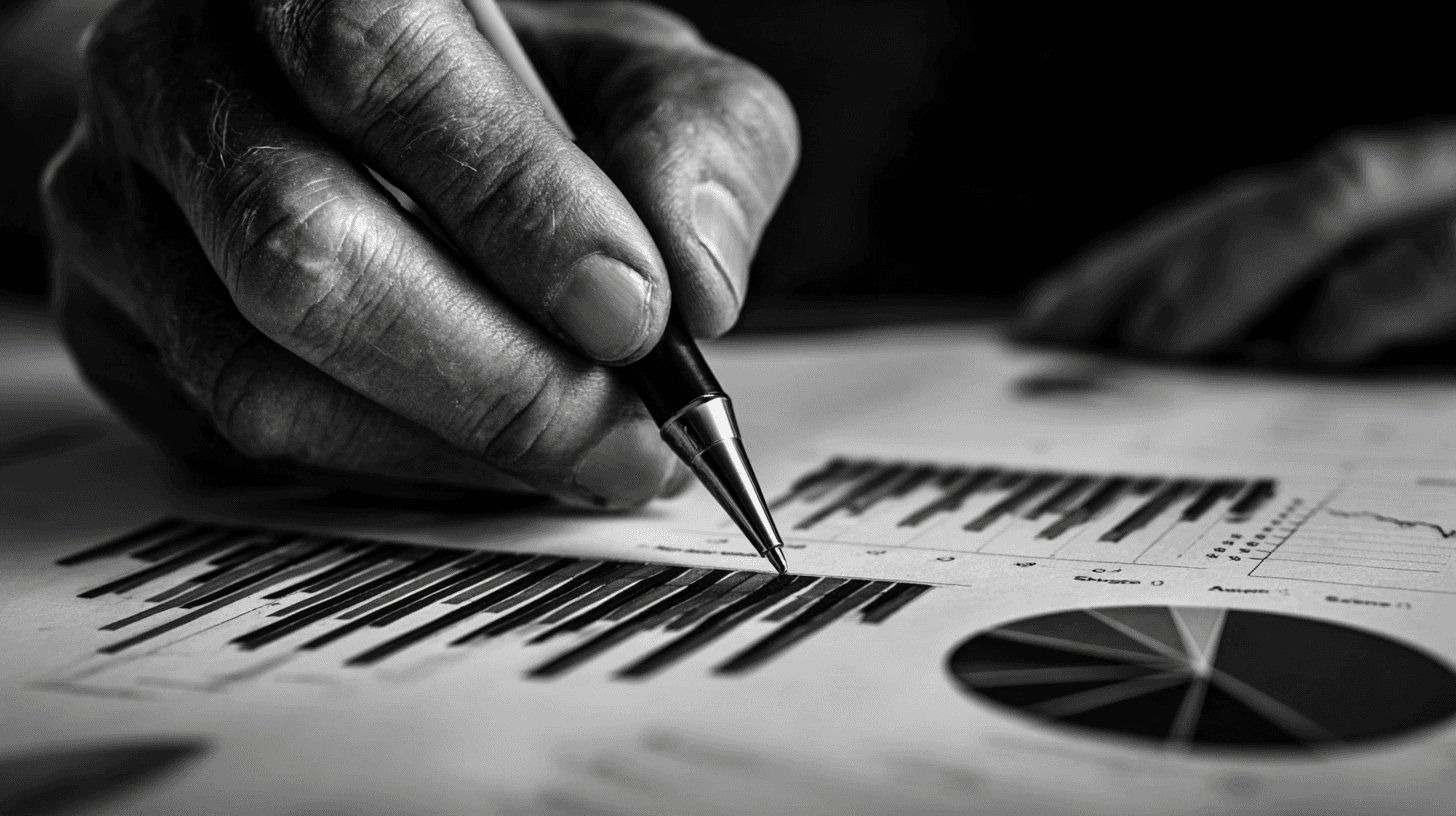 hand with a pen writing notes on document